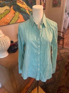 The Shirt by Rochelle Behrens Green Gingham Button-Down – Size Large